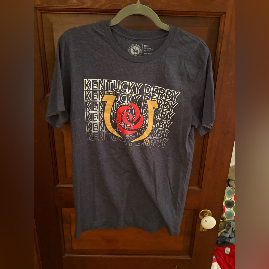 Kentucky Derby TShirt M Gray Sport Horse Racing Mens Graphic Tee